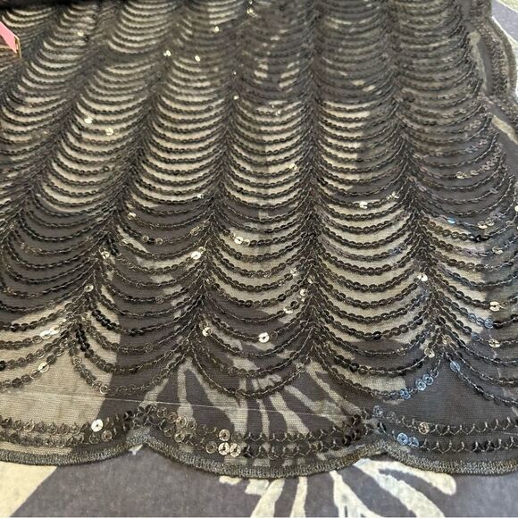 Vintage black scalloped sequin scarf lightweight dressy evening EUC - Picture 12 of 16
